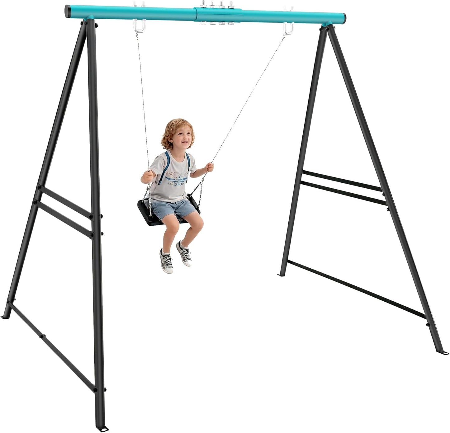 Porch Swing Stand Frame for Both Kids and Adults,440Lbs Heavy-Duty Metal A-Frame for Swing Sets for Backyard (Frame Only) (Blue)