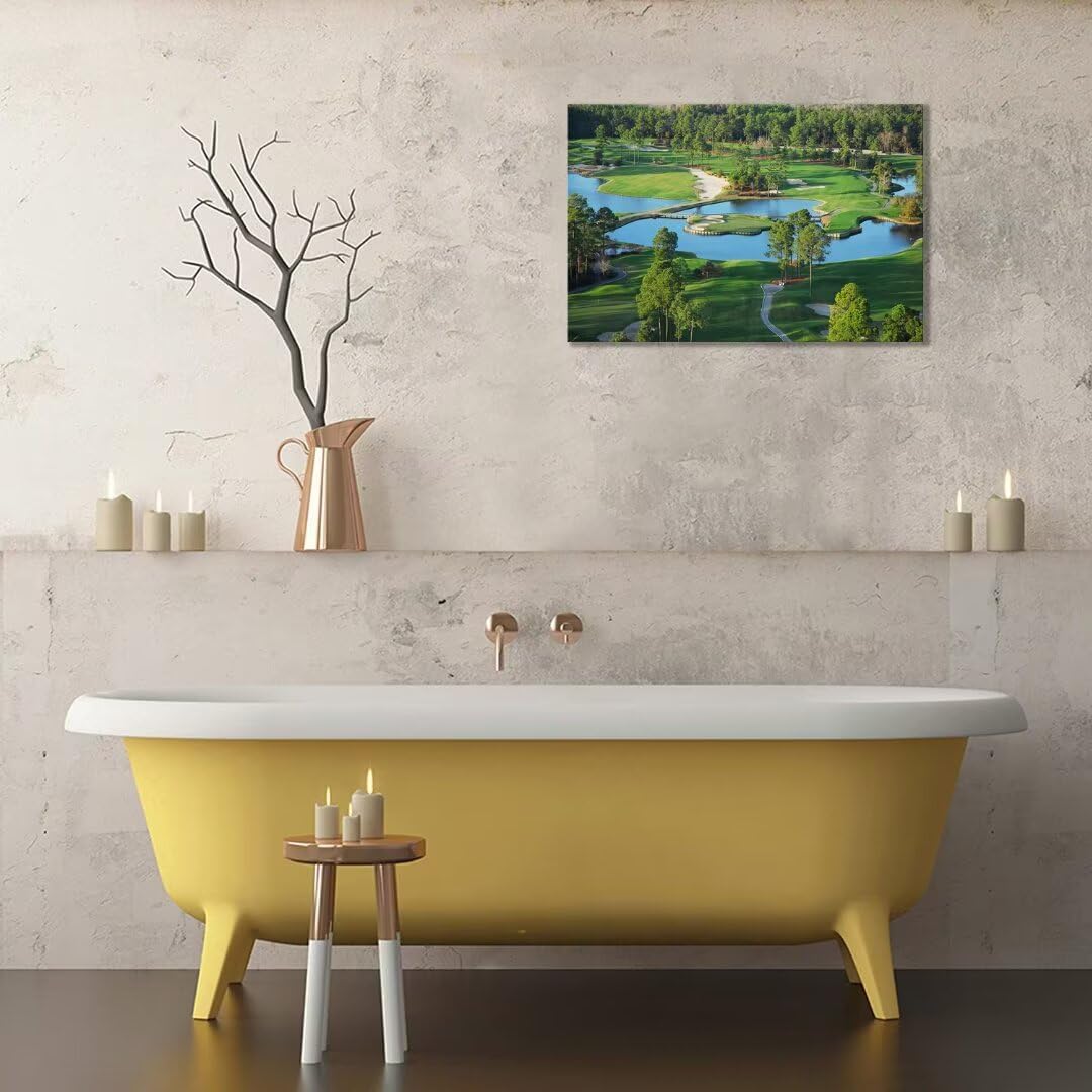 chenchenArt King's North Golf Course Wall Art for Living Room Bedroom Bathroom Home Decorations Myrtle Beach National Club Picture Canvas Prints Modern Artwork Framed Ready to Hang(12''H x 16''W)