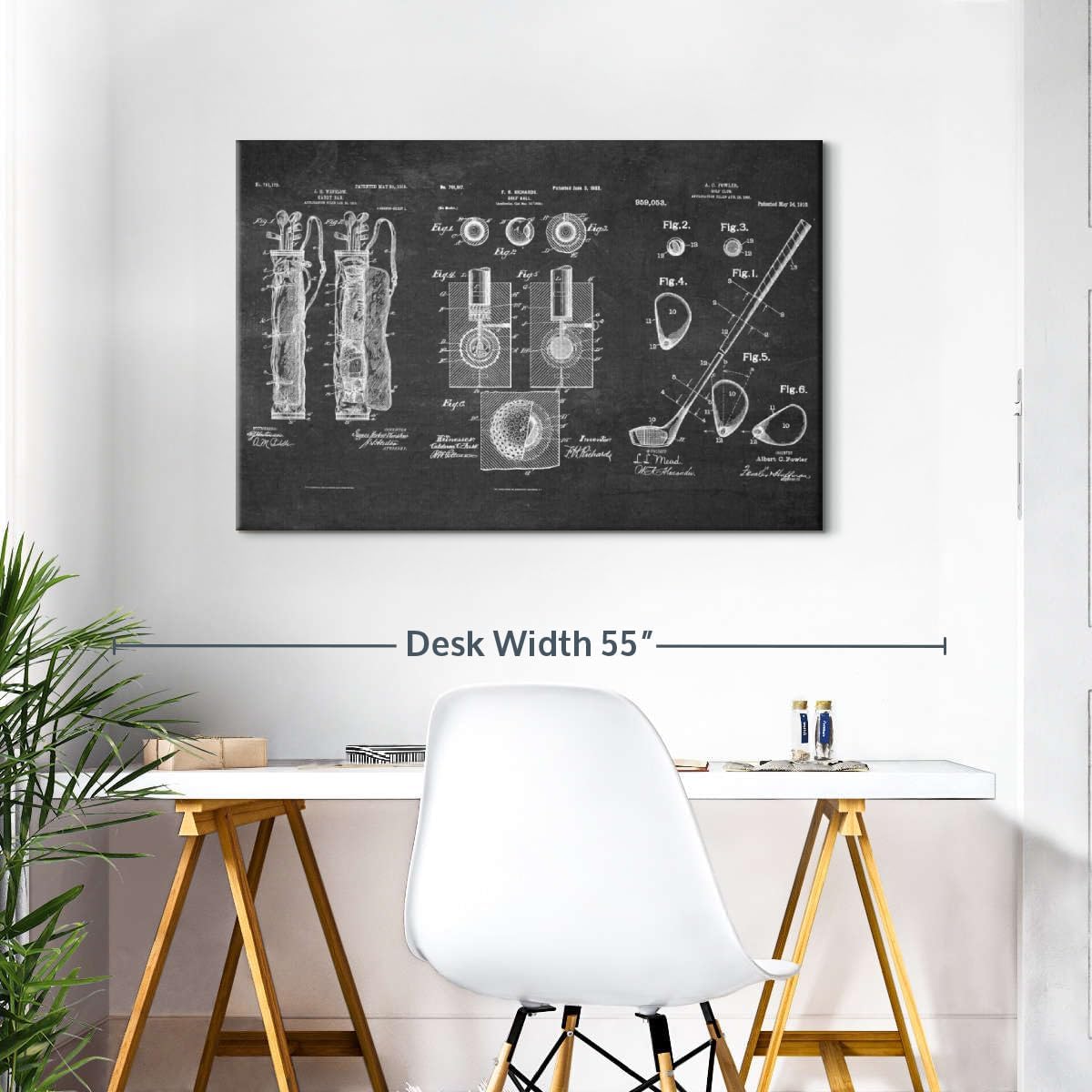 ElephantStock Golf Patents Canvas - 1 Panel Sports Patent Wall Art Decor - Sports Decorations for Boys Room - Wall Art and Office Decor - 39" X 26"