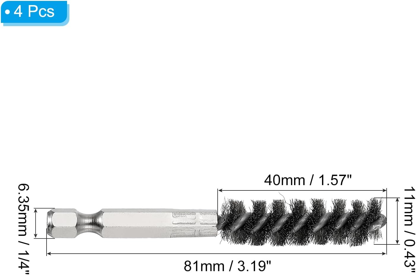 PATIKIL Golf Clubs Head Hosel Brush 0.43 Inch, 4 Pack Golf Shaft Ferrules Cleaning Tool Hex Shank Handle Electric Drill Wire Brush for Wood and Iron, Silver