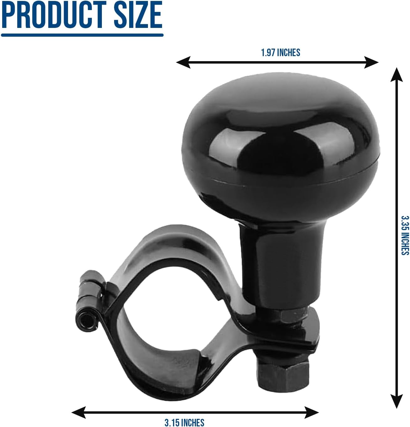 Zento Deals Classic Black Universal Fit Vehicle Steering Wheel Suicide Spinner Premium Quality Power Handles (Black 2)
