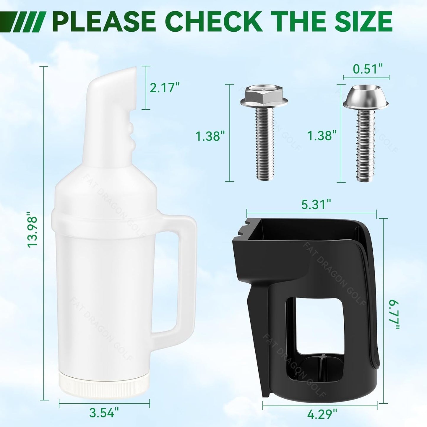 Panglong Precedent Golf Cart Sand Bottle with Handle 1Pcs or 2Pcs, Divots Filler Sand & Seed Bottle with Rattle Proof Holder