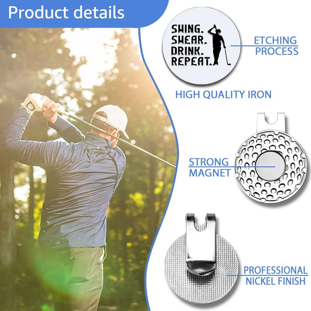Men Golf Ball Marker with Magnetic Hat Clip, Funny Golf Accessories Gifts for Men, Novelty Birthday Gifts for Male Golfer Fan