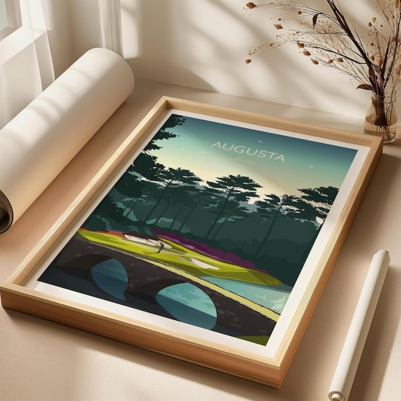 Golf Gift - Augusta Masters Golf Print - 12th Hole Amen Corner, Augusta National Golf Poster, Georgia Golf Course Art, Masters Tournament Print (Unframed) (9x11)