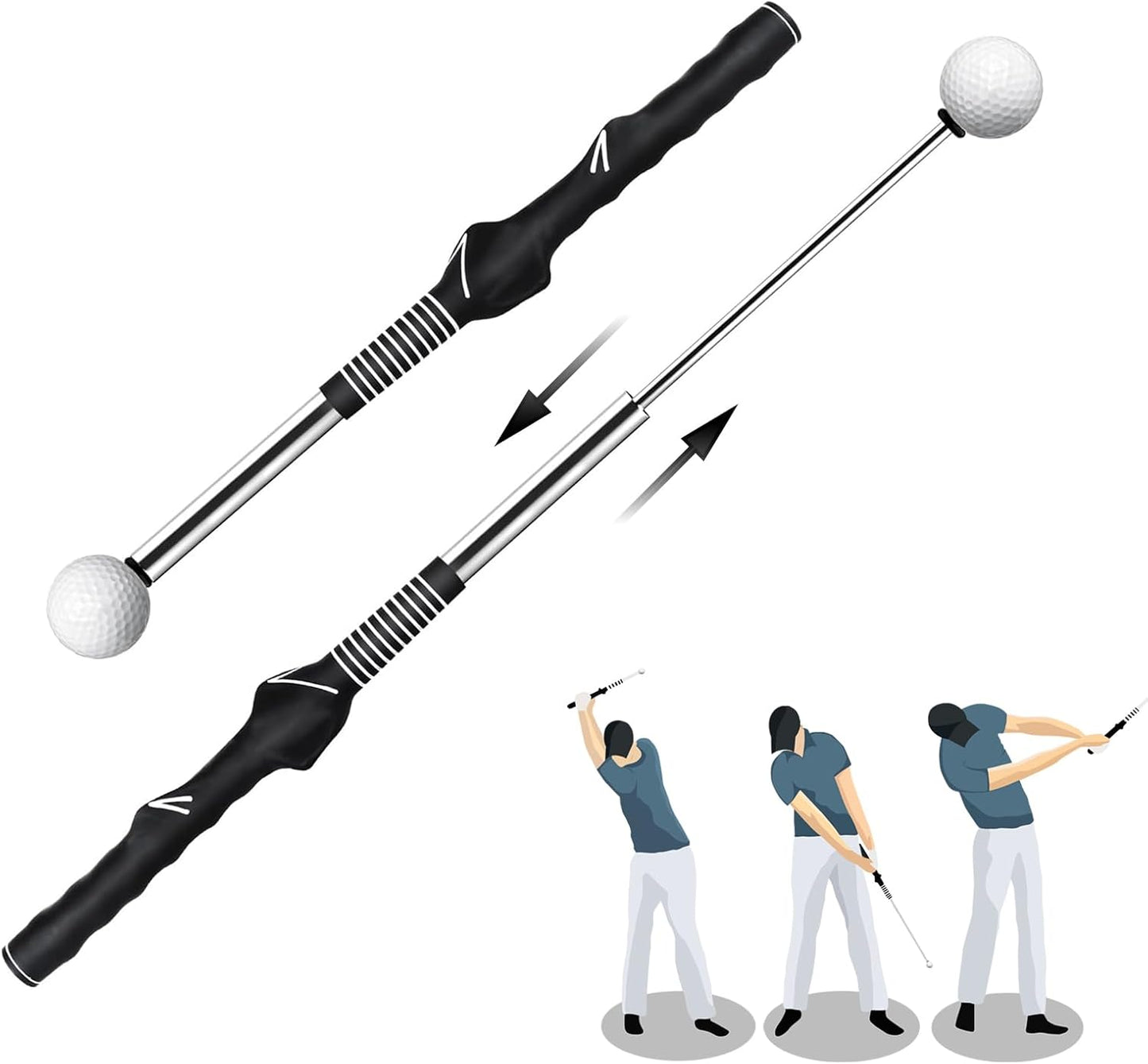MuvTcroz Retractable Golf Swing Trainer, Golf Training Aid and Grip Trainer with Click Feedback for Right-Handed - Ideal Golf Swing Training Aid for Indoor & Outdoor Practice Use