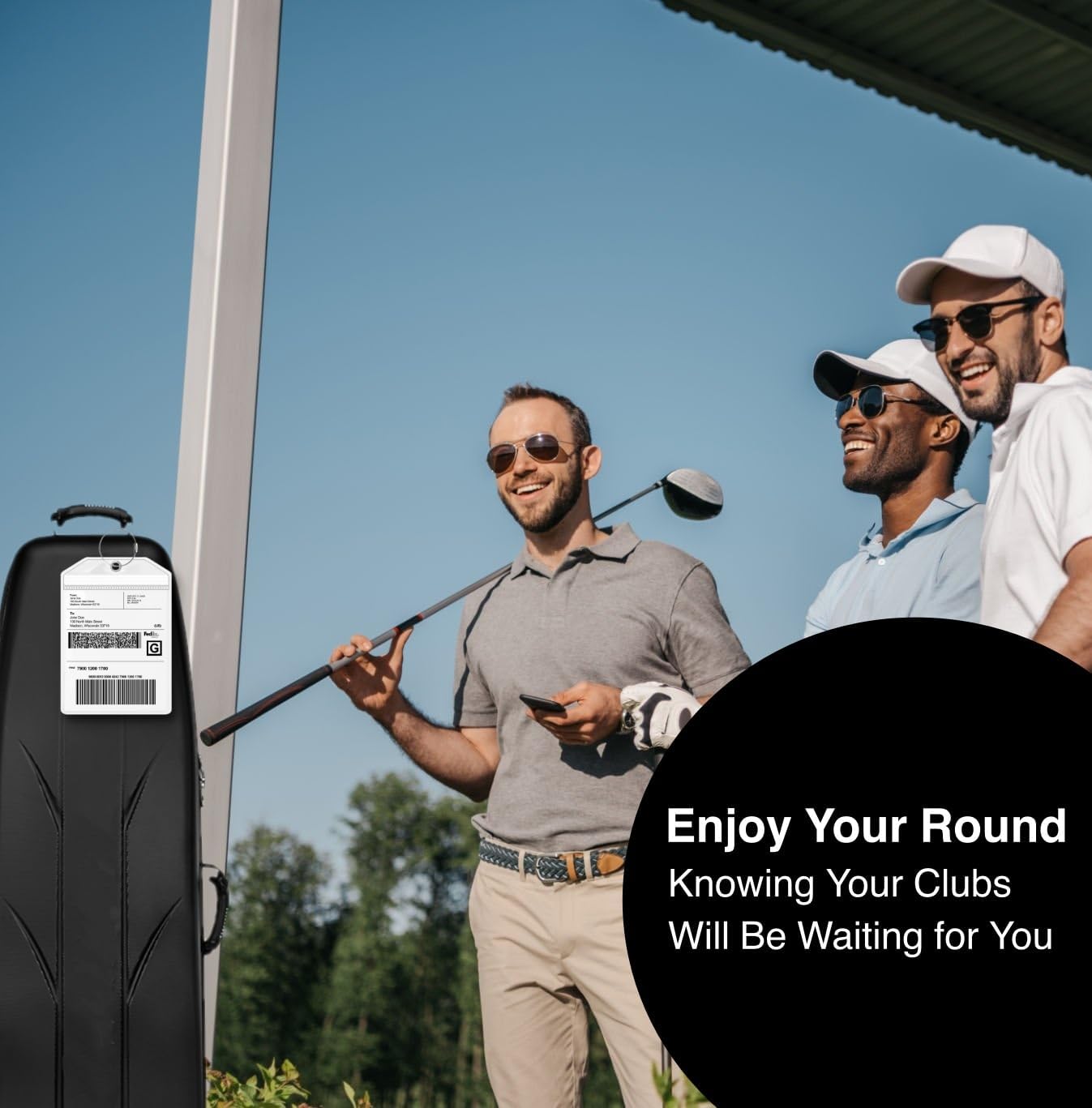 Golf Bag Luggage Tag - Extra Large 9" x 6", Waterproof Plastic Zipper Pouch, PVC Tags for Golf Bag - Sealable Label Holder (1)