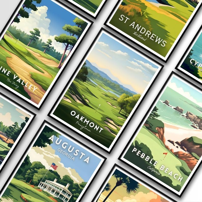 Oakmont Golf Course Poster, Vintage Pennsylvania Travel Wall Art Print, Retro Country Club Artwork, Classic Golf Decor Gift for Enthusiasts (Unframed) (12x18)