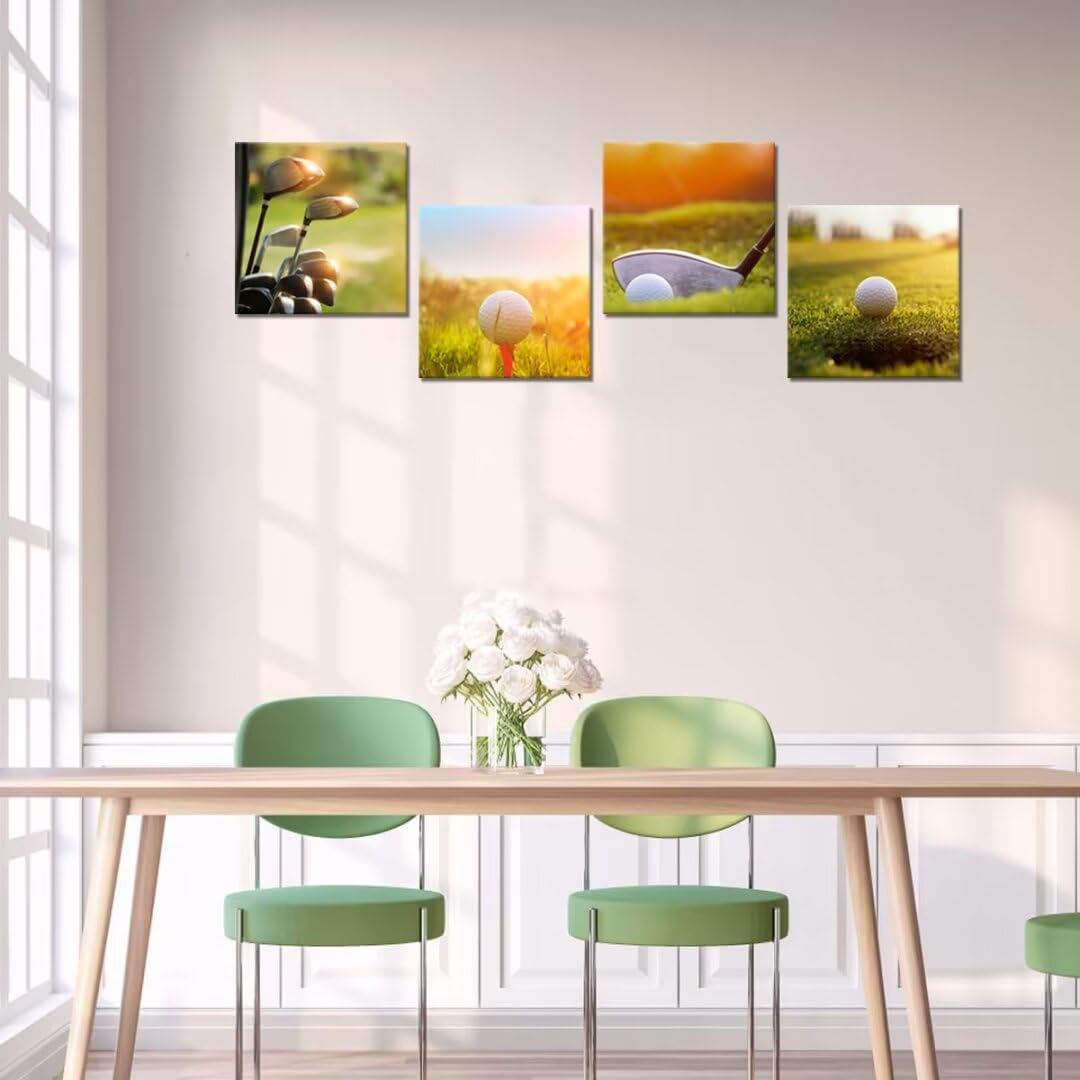 Pankila USA Golf Wall Art Golf Pictures Canvas Prints California Golf Course Wall Decor for Living Room Bedroom Home Decorations Painting Framed Artwork Ready to Hang (24''W x 24''H x 4)