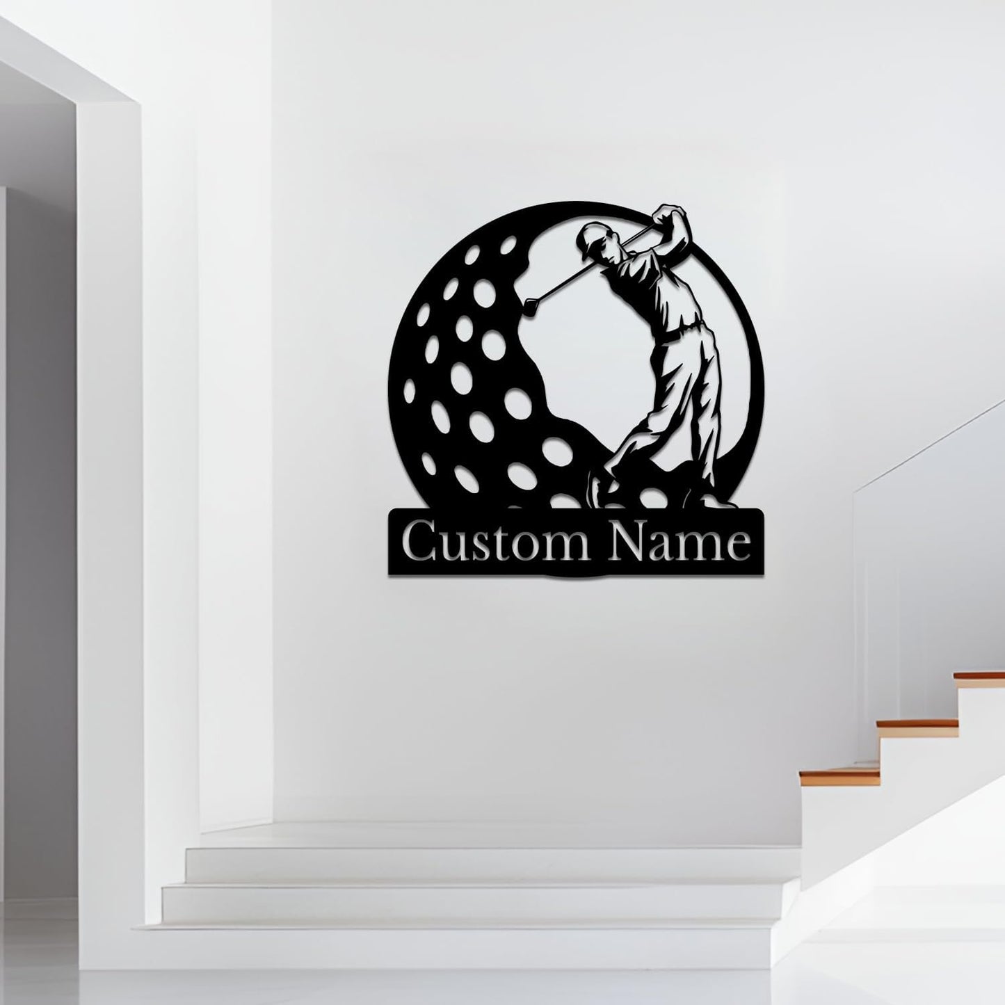 Personalized Custom Crossed Golf Metal Wall Art,Personalized Golfer Name Sign Decoration For Room,Hole Golf Club Decoration(Style-3)