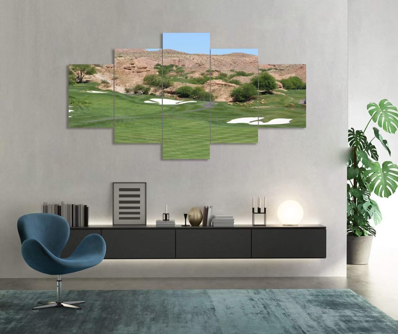 USA Canyons Golf Desert Wall Art for Office Living Room Bedroom Bathroom Wall Decorations Golf Pictures Posters Framed Artwork Canvas Prints Ready to Hang(60''W x 40''H)