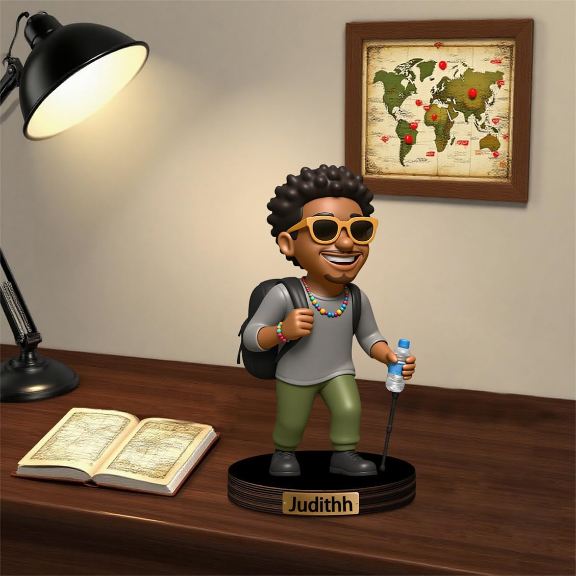 Personalized Family Photo Cartoon Desktop Decor Custom 2D Birthday Portrait Figurine Plaque with Name Picture Acrylic Sculpture Desk Sign Ornament for Men Women Family Couple Christmas Birthday,04