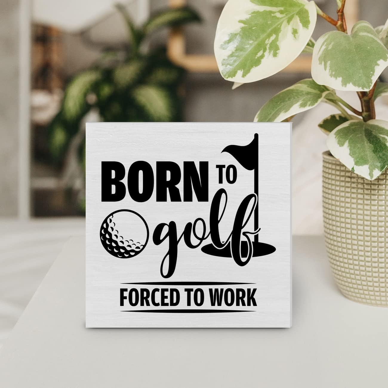 Born to Golf Wood Box Sign Decor Desk Sign Golfing Wooden Box Block Sign Rustic Home Office Shelf Wall Decoration Gift for Golf Lover Golfer