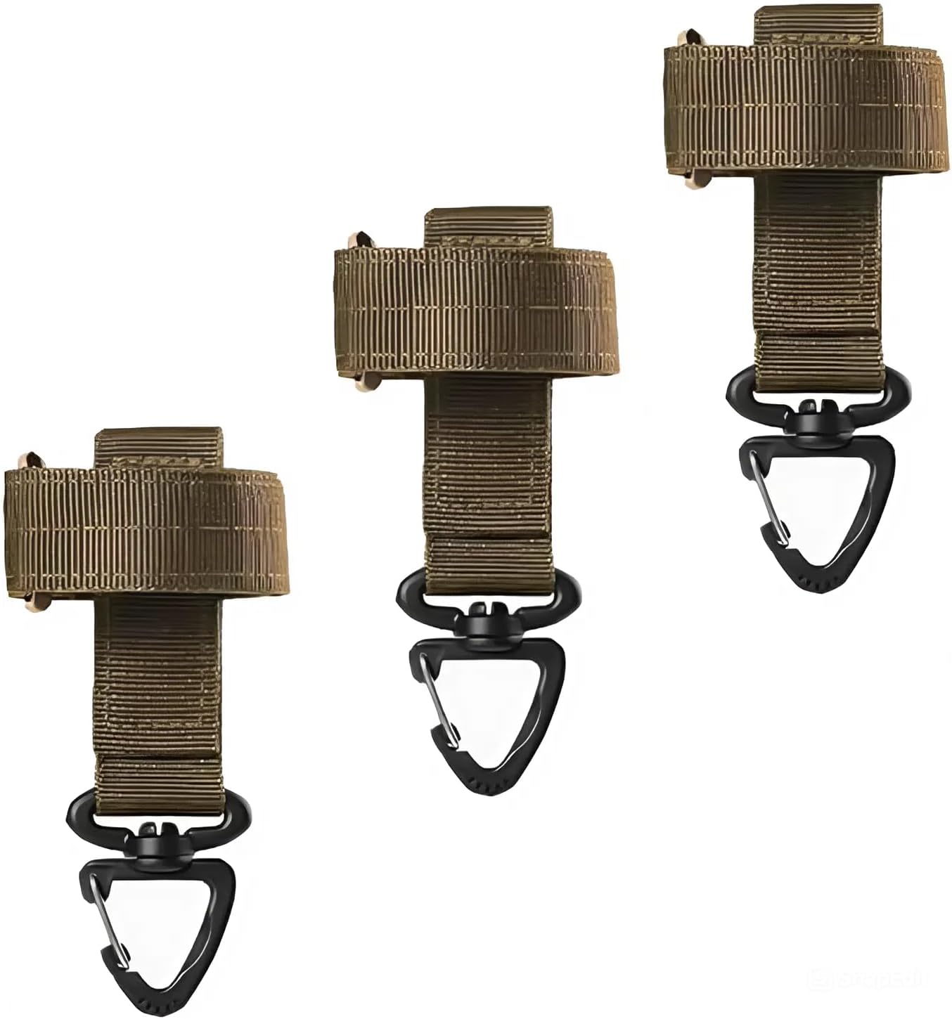 3 Pcs Tan Nylon Tactical Glove Holder Straps with Adjustable Safety Clips for Duty Belts Ideal for Outdoor Work Climbing Rope Storage Hunter Gear Connect Rope Organization 360° Swivel Hook Buckles