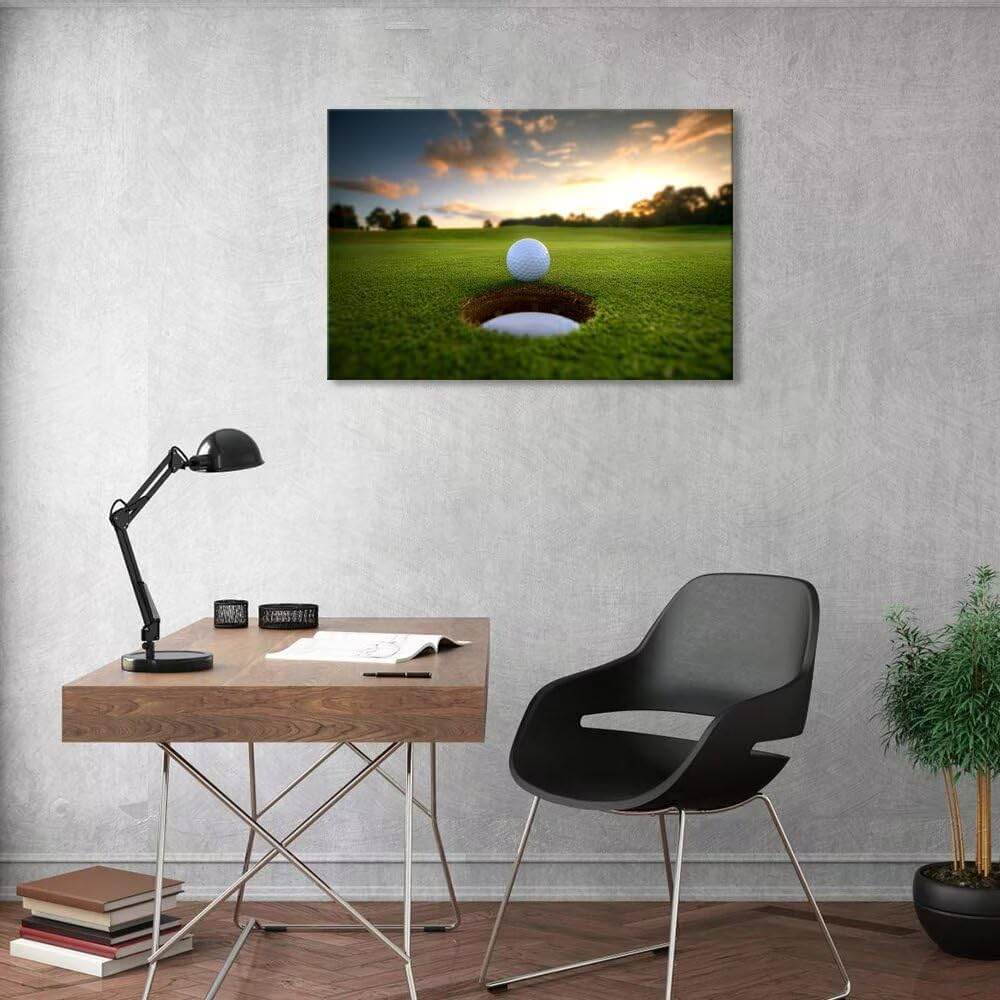 chenchenArt Golf Wall Art for Living Room Bedroom Home Decorations Golf Ball Picture Poster Canvas Prints Modern Artwork Framed Ready to Hang(24''H x 36''W)