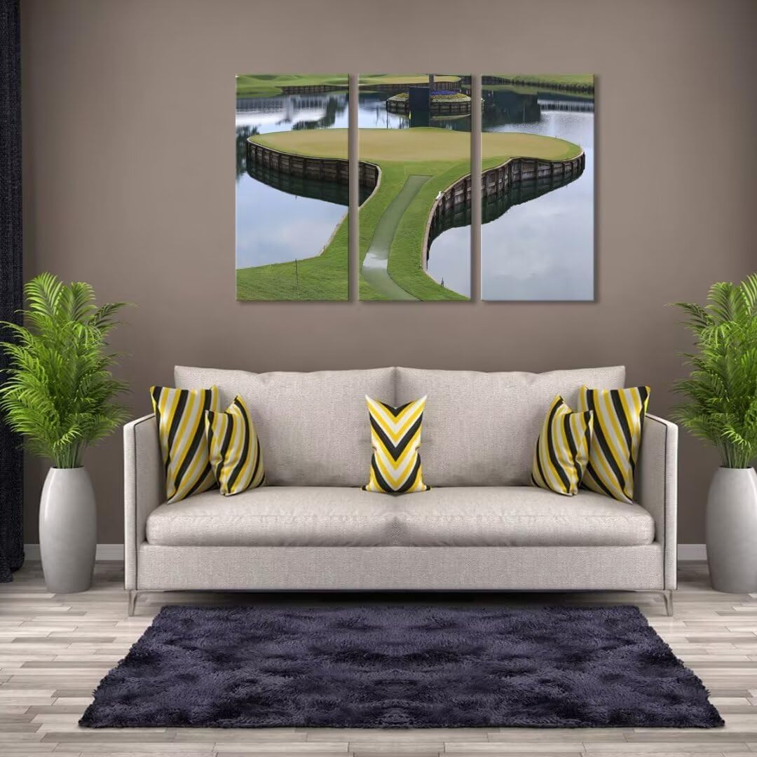 TPC Sawgrass Golf Course Wall Art for Living Room Bedroom Bathroom Home Decorations Golf Art Golf Course Pictures Posters Framed Artwork Canvas Prints Ready to Hang(12''W x 24''H x3)