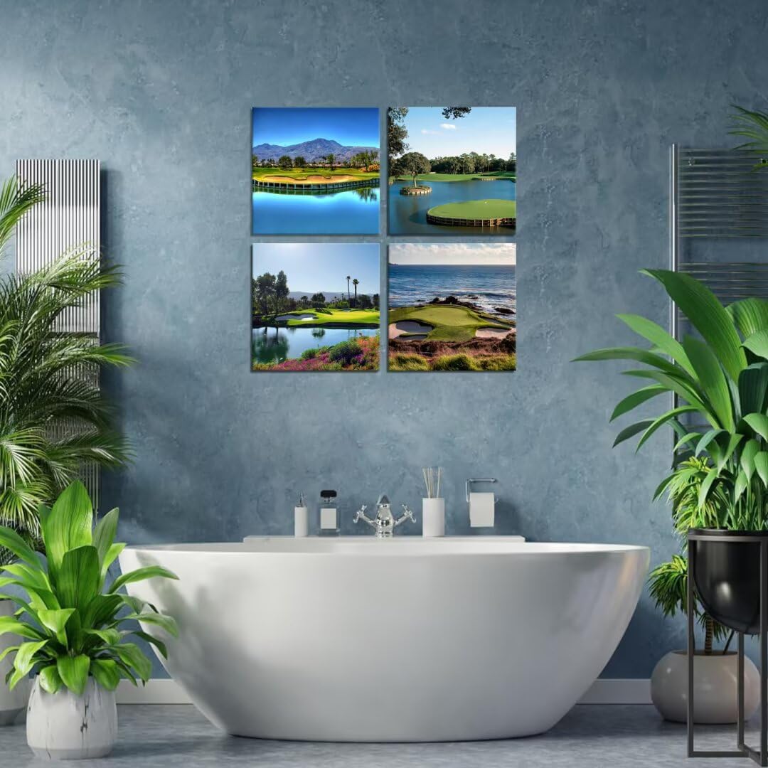 Pankila USA Golf Course Wall Art, Canvas Prints, Golf Course Wall Decor for Living Room, Bedroom, Bathroom, Home Decorations, Framed Artwork, Ready to Hang (24''W x 24''H x 4)
