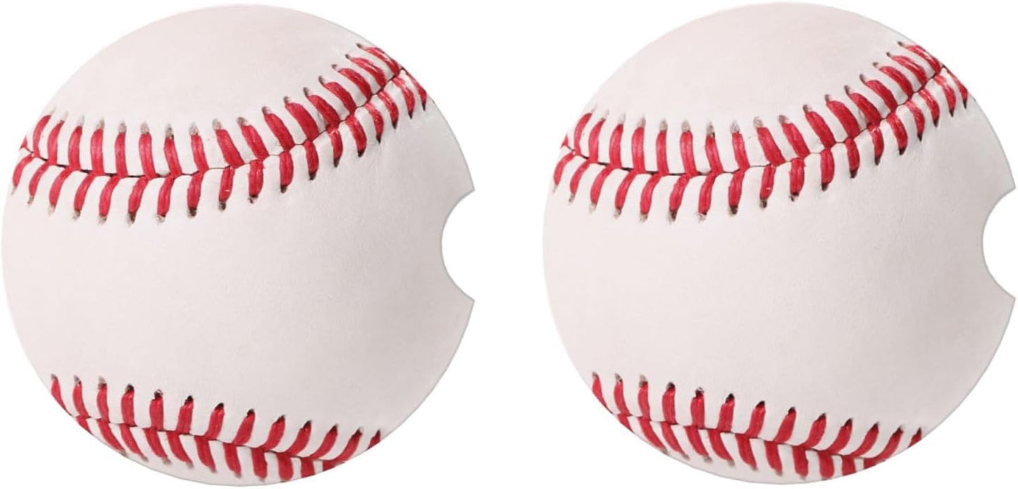 Car Cup Holder Coasters, Baseball Ball Car Coasters for Cup Holder Drinks, 2 Pack Ceramic Cute Auto Interior Accessories for Women Men