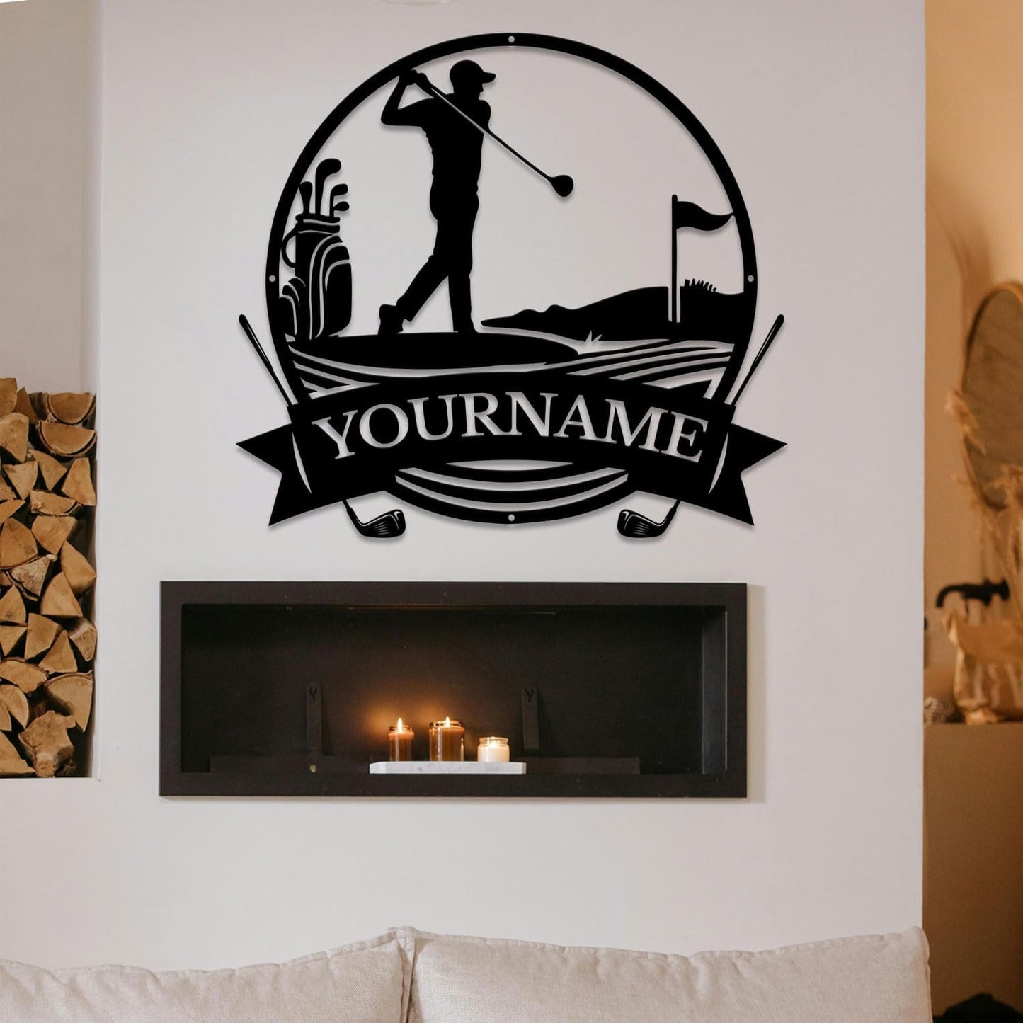 Golf Art Metal Signs,Custom Golf Metal Name Signs,Personalized Golf Signs,Black Golf Metal Wall Art Signs,Golfball Home Outdoor Metal Signs (Style E)