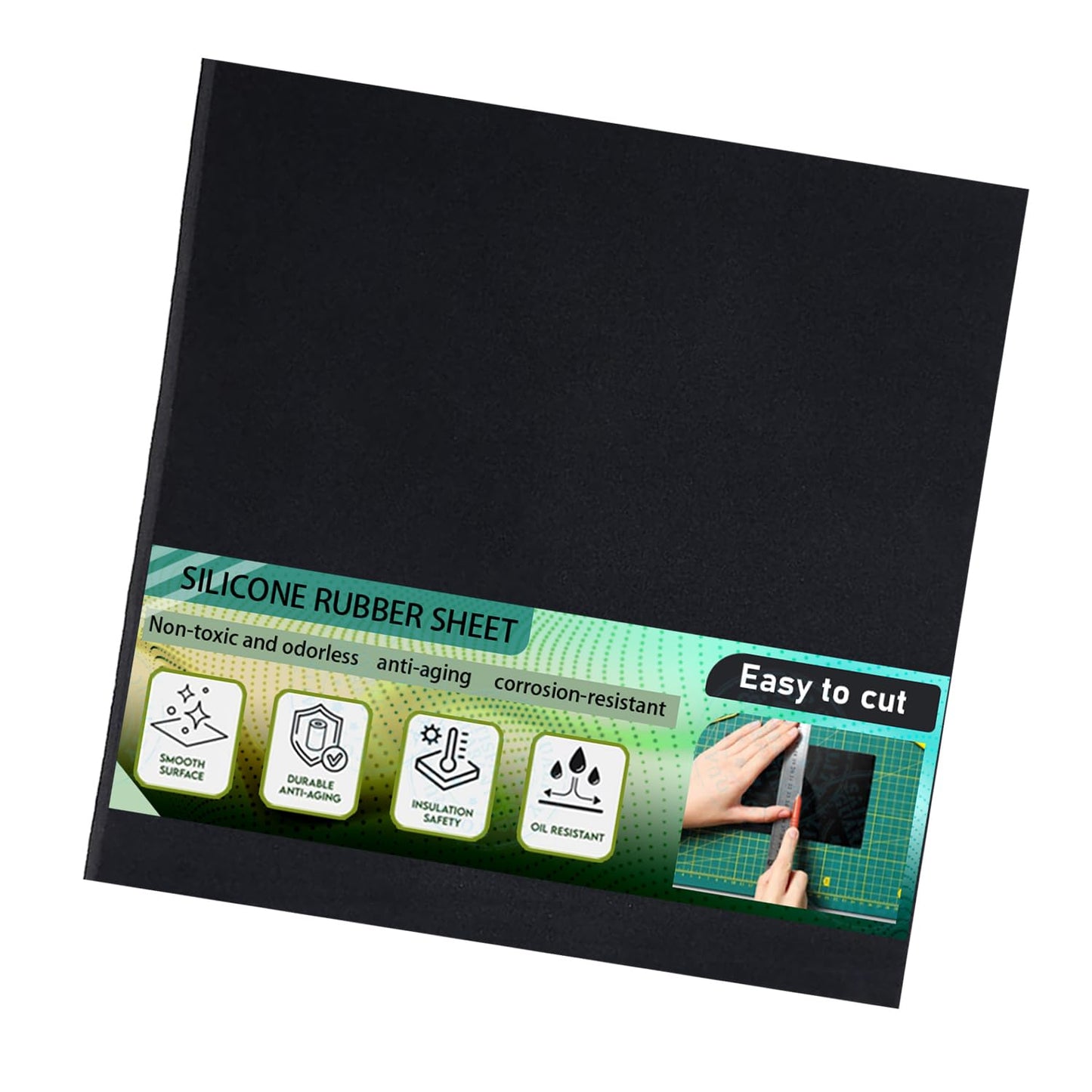 Rubber Sheet - Heavy Duty Silicone Gasket Material, 12" x 12", .125" Thickness for DIY Gaskets, Pads, Seals, Crafts, Flooring, Cushioning, Anti-Vibration