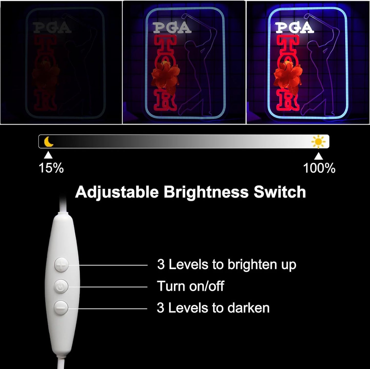 Golf Neon Signs for Wall Decor, Dimmable Led Signs for Bedroom, Powered by USB11.4 * 15.7inch,Light Up Signs for Golf Club Sports Bar Man Cave Party Decor