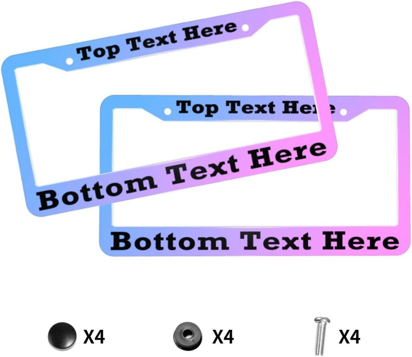 2 Packs Custom License Plate Frame Personalized Car Tag Frame with Screw Caps,2 Holes,12"x6",Style 5