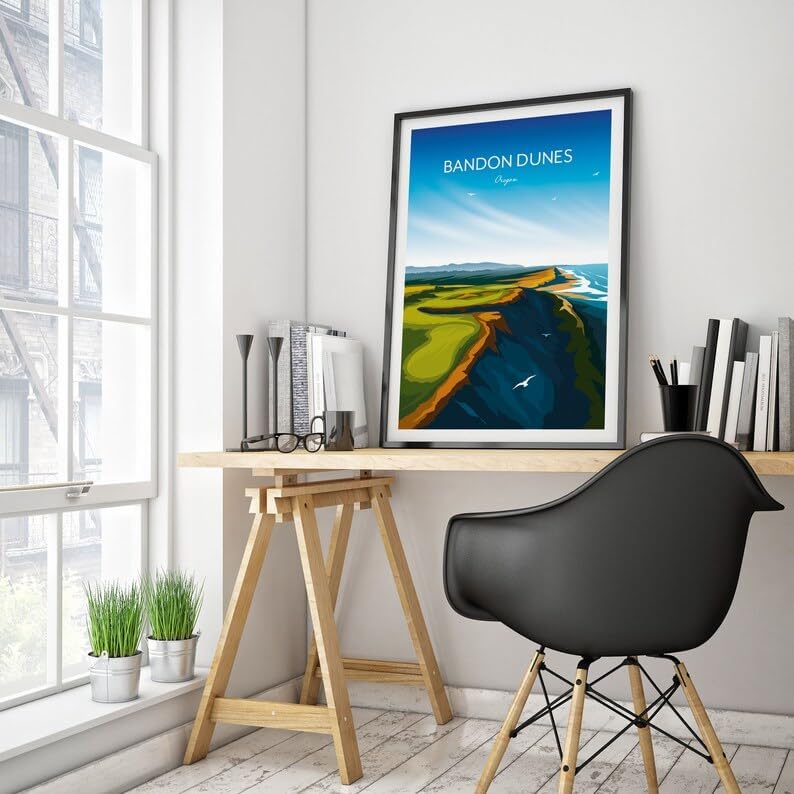 Bandon Dunes Golf Poster - Oregon Golf Course Resort, Oregon Golf Art, Coastal Golf Print, Vintage Golf Wall Decor, Scenic Golf Landscape, Golf Resort Artwork (Unframed) (11x14)
