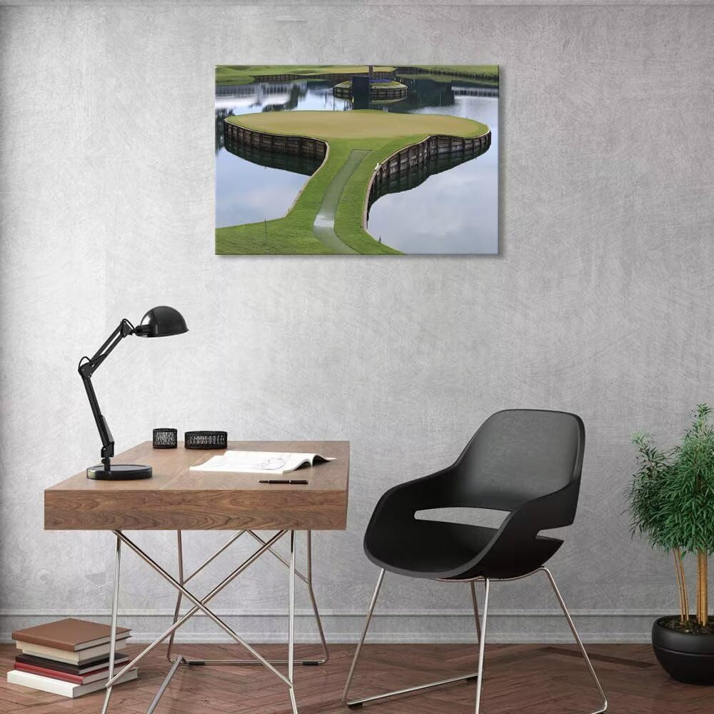 TPC Sawgrass Golf Course Wall Art for Living Room Bedroom Bathroom Home Decorations Golf Posters Canvas Prints Golf Pictures Framed Artwork Ready to Hang(12''H x 16''W)