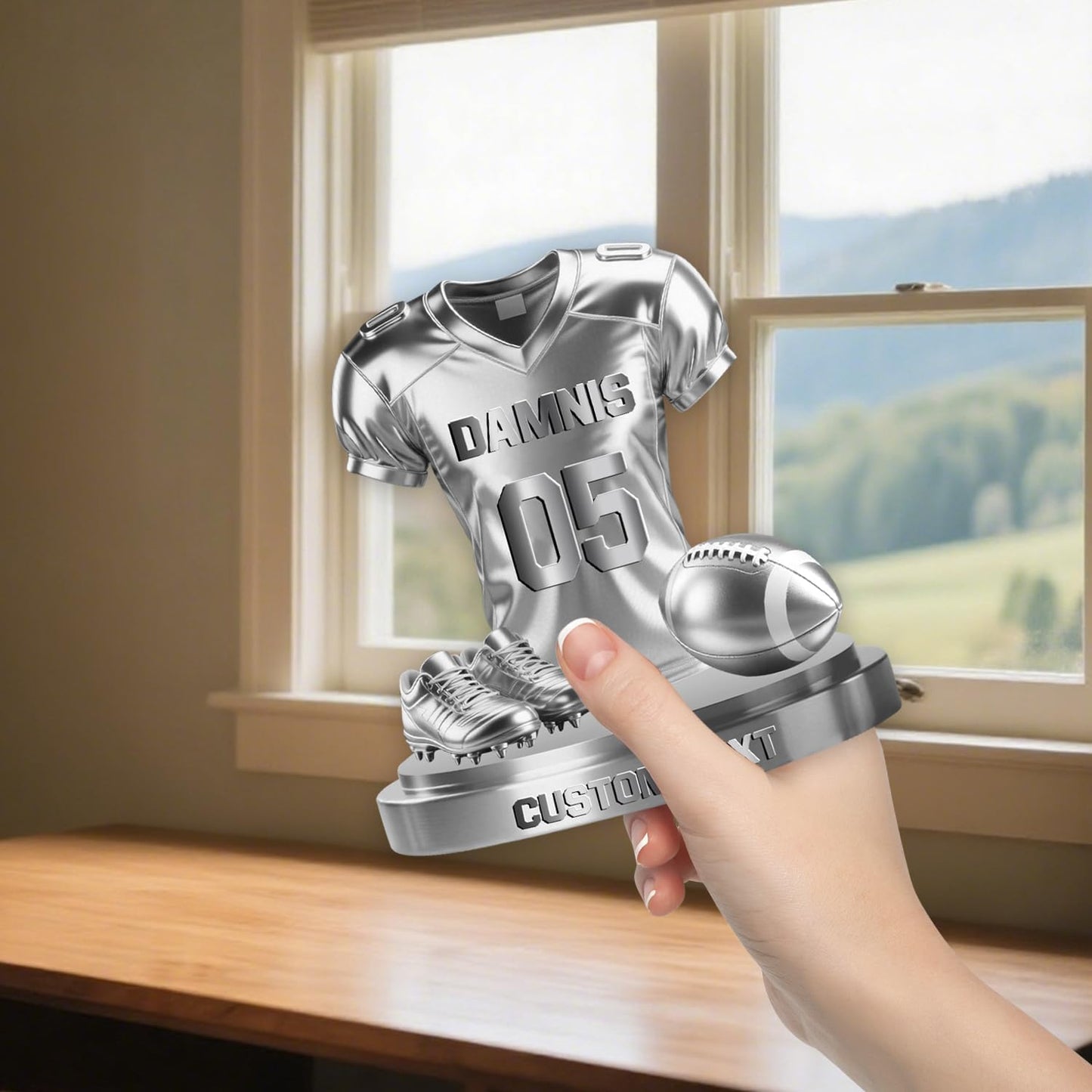 Personalized Soccer Football Baseball Basketball Softball Golf Hockey Jersey Ornament Sport Desk Name Plate Custom Name Athletes Figurine Sign Sport Lovers Acrylic Plaque Gift for Men Women