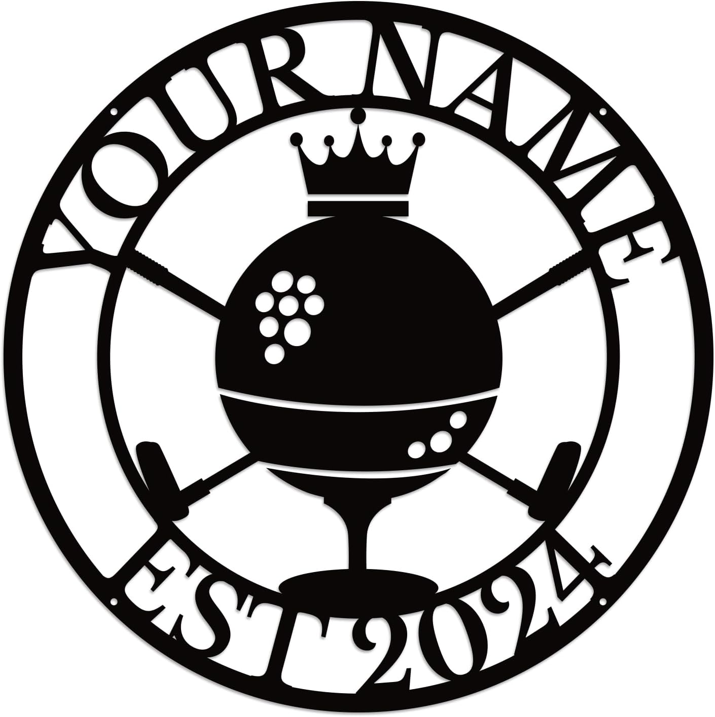 Generic Personalized Golf Name metal Signs,Custom Shed Metal Wall Decor,Black Metal Wall Art Decor,Home Metal Signs Plaques,Outdoor wall Decorative Signage (Style B)