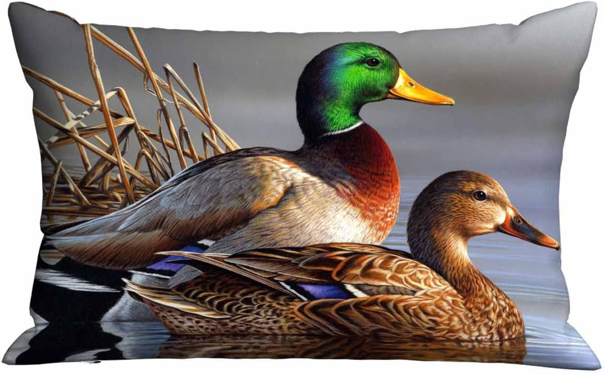 Mugod Throw Pillow Cover Lover Ducks on The Water,Cushion Covers Pillowcase for Sofa Couch Bed Chair 20x30 Inches