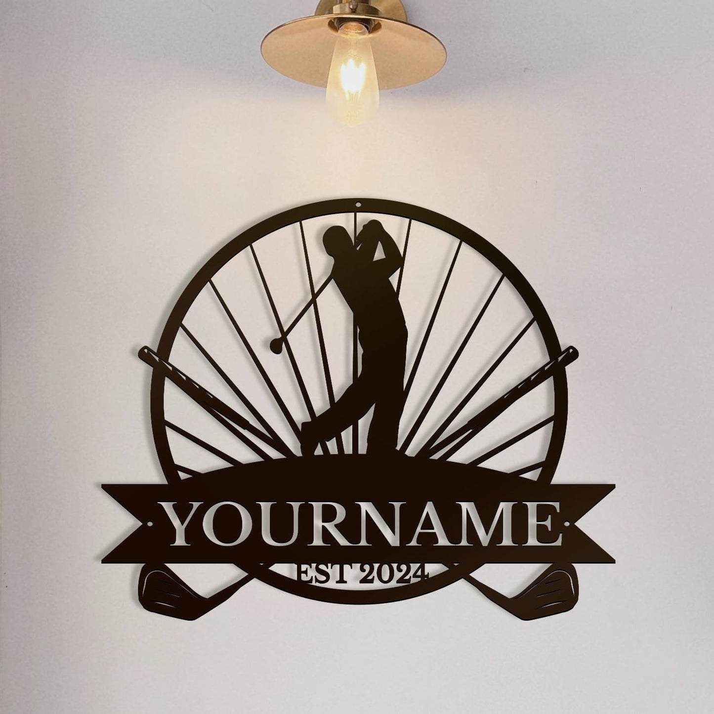 Generic Personalized Golf Name metal Signs,Custom Shed Metal Wall Decor,Black Metal Wall Art Decor,Home Metal Signs Plaques,Outdoor wall Decorative Signage (Style A)