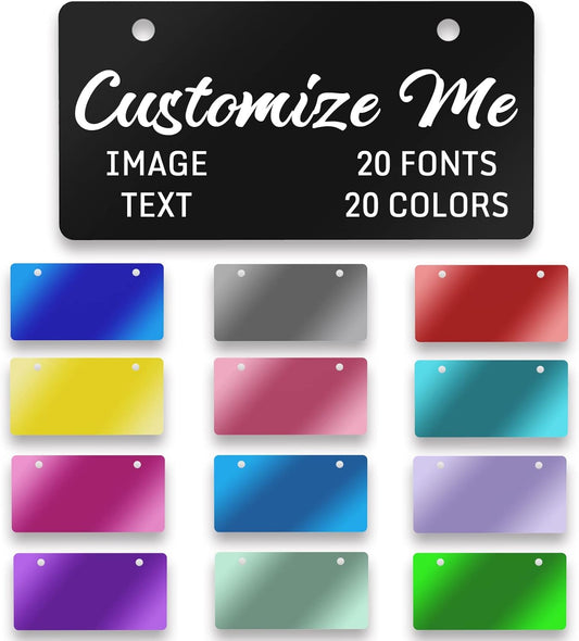 Mini Custom Personalized License Plate 4x2/7x4/12x6 Inch Novelty Small Customized Bike License Plate for Kids Bike Bicycle Toy Car Power Wheels Wagons Golf Cart Accessories,Keychain,4"x2",Style 3