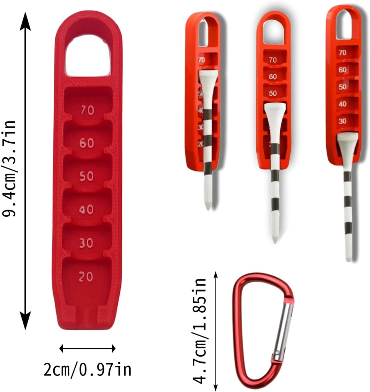Golf Tee Elevator Golf Tee Height Adjuster, 20-70mm Precision, Portable 3D Printed Tee Setter for Accurate Placement and Game Performance