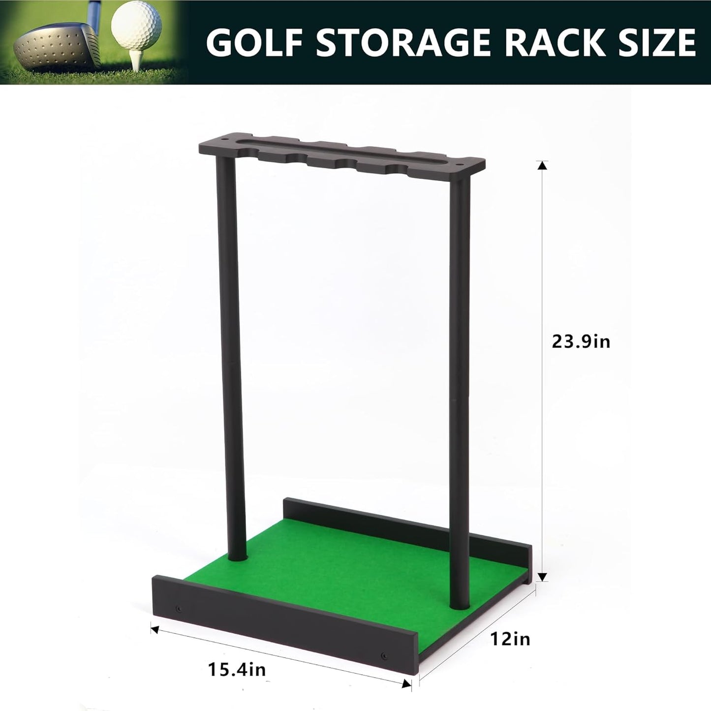 Golf Putter Stand for 9 Clubs & 7 Balls, Solid Wood Golf Club Rack, Golf Club Organizer Floor Stand, Golf Club Holder | Rustic Modern Design for Home, Office, Golf Course Accessories