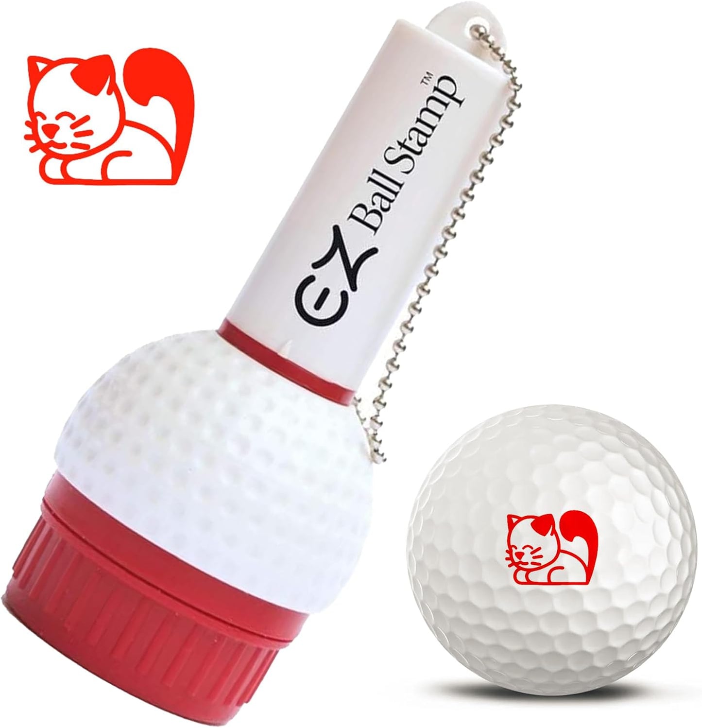 EZBallStamp Golf Ball Stamp - Red Sitting Cat