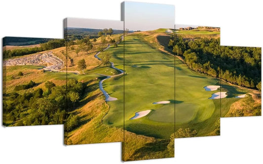 chenchenArt Paynes Valley Golf Course Wall Art for Office Living Room Bedroom Wall Decorations Paynes Valley Golf Course Picture Poster Canvas Prints Framed Ready to Hang(60''W x 40''H)