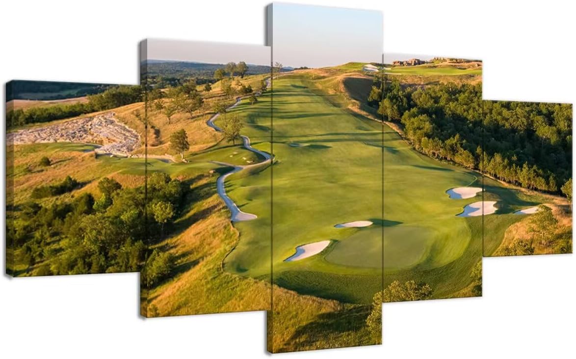 chenchenArt Paynes Valley Golf Course Wall Art for Office Living Room Bedroom Wall Decorations Paynes Valley Golf Course Picture Poster Canvas Prints Framed Ready to Hang(60''W x 32''H)