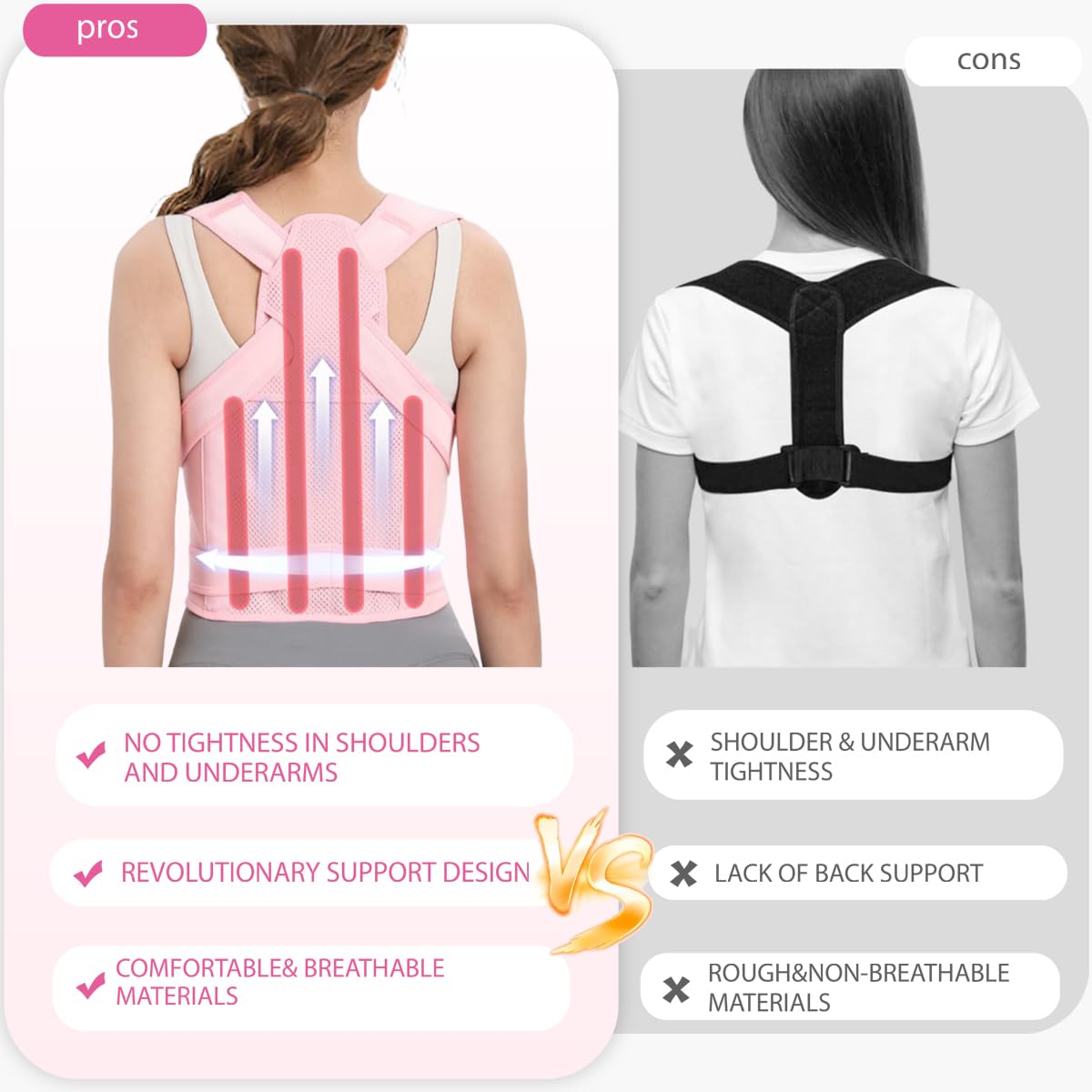 Posture Corrector for Women & Men – Adjustable Back Brace with Full Back Support, Shoulder Straightener for Spine Alignment, Scoliosis, Hunchback & Back Pain Relief (Pink,Large)