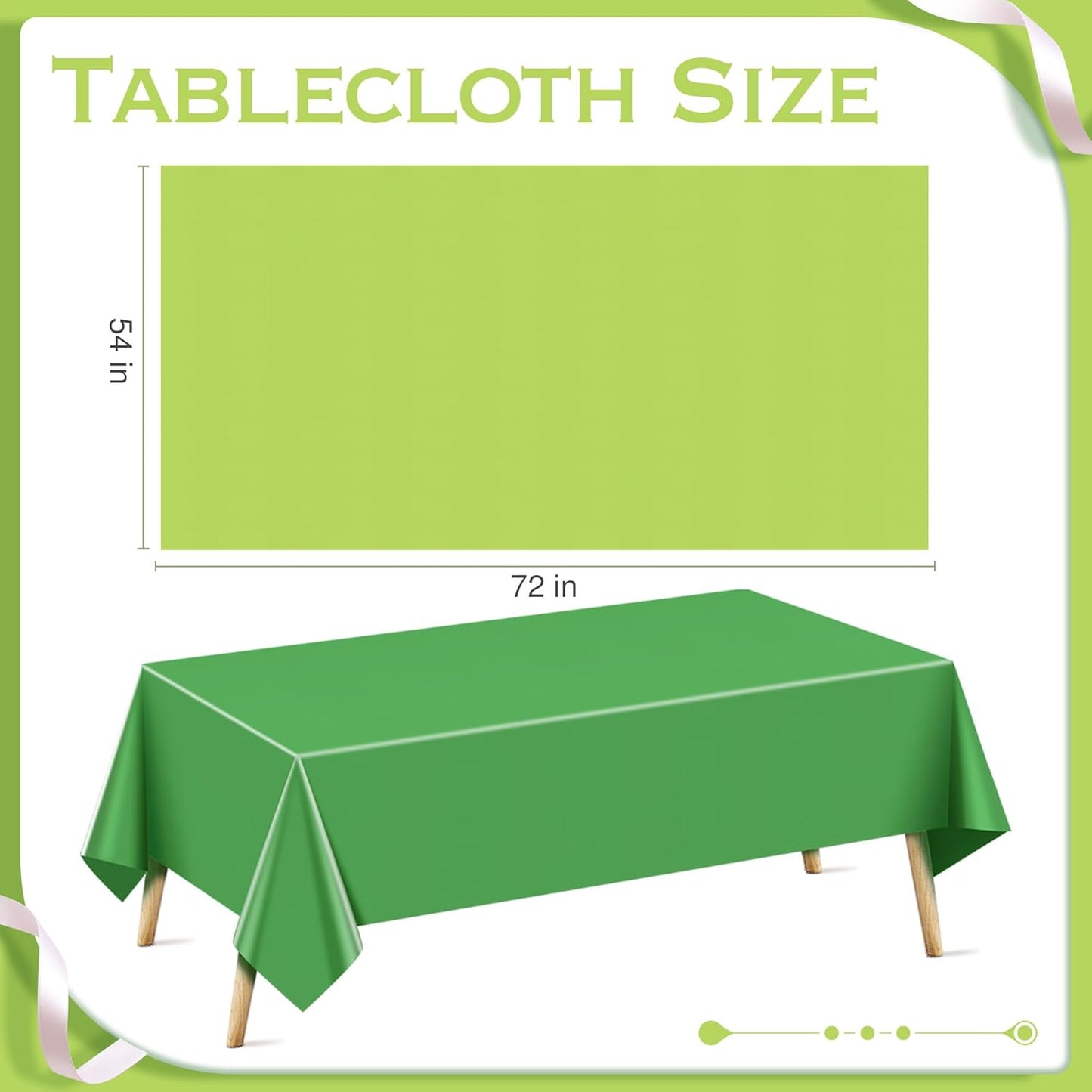 6 Pieces Luau Series Rectangle Tablecloth, 54x72 Solid Color Waterproof & Spillproof Disposable Plastic Table Cover, Durable Party Tablecloth for Dining, Buffet, Picnic, Outdoor Events