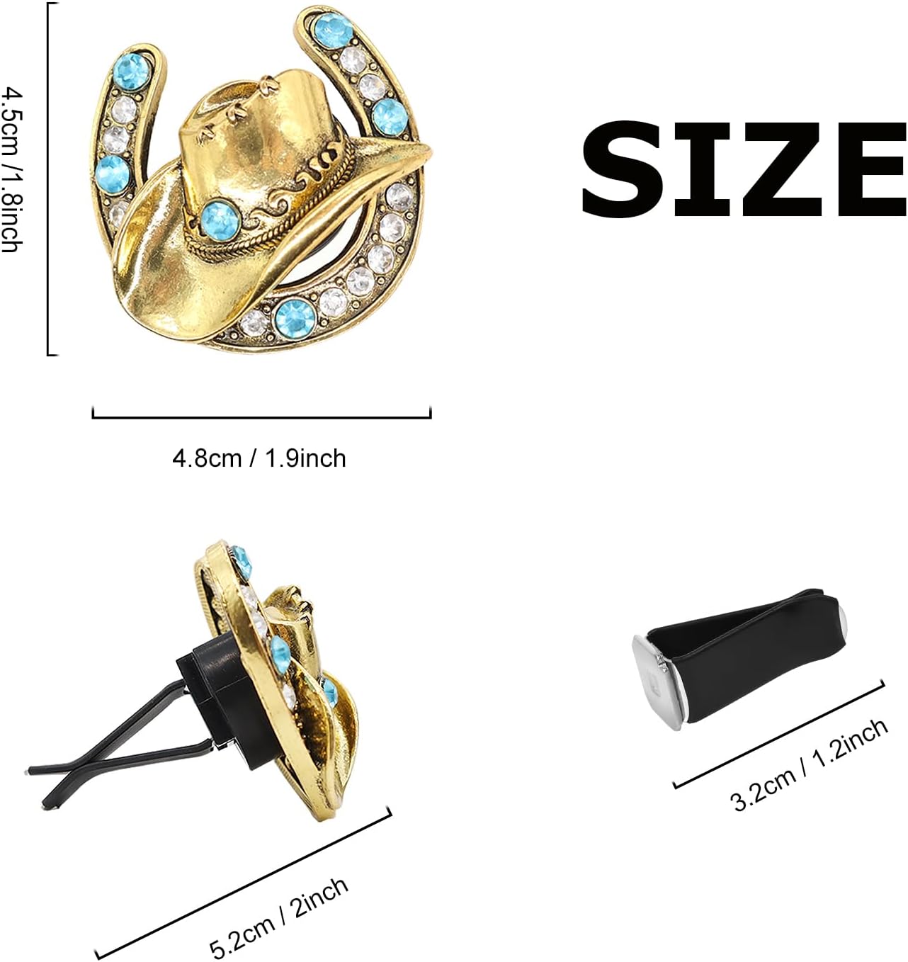 Cowboy Cowgirl Car Air Freshener Vent Clip,Bling Western Car Decor,1pc Women Men Vehicles Trucks Dashboard Decoration Accessories,Refillable Alloy Cowboy Hat Charm Diffuser