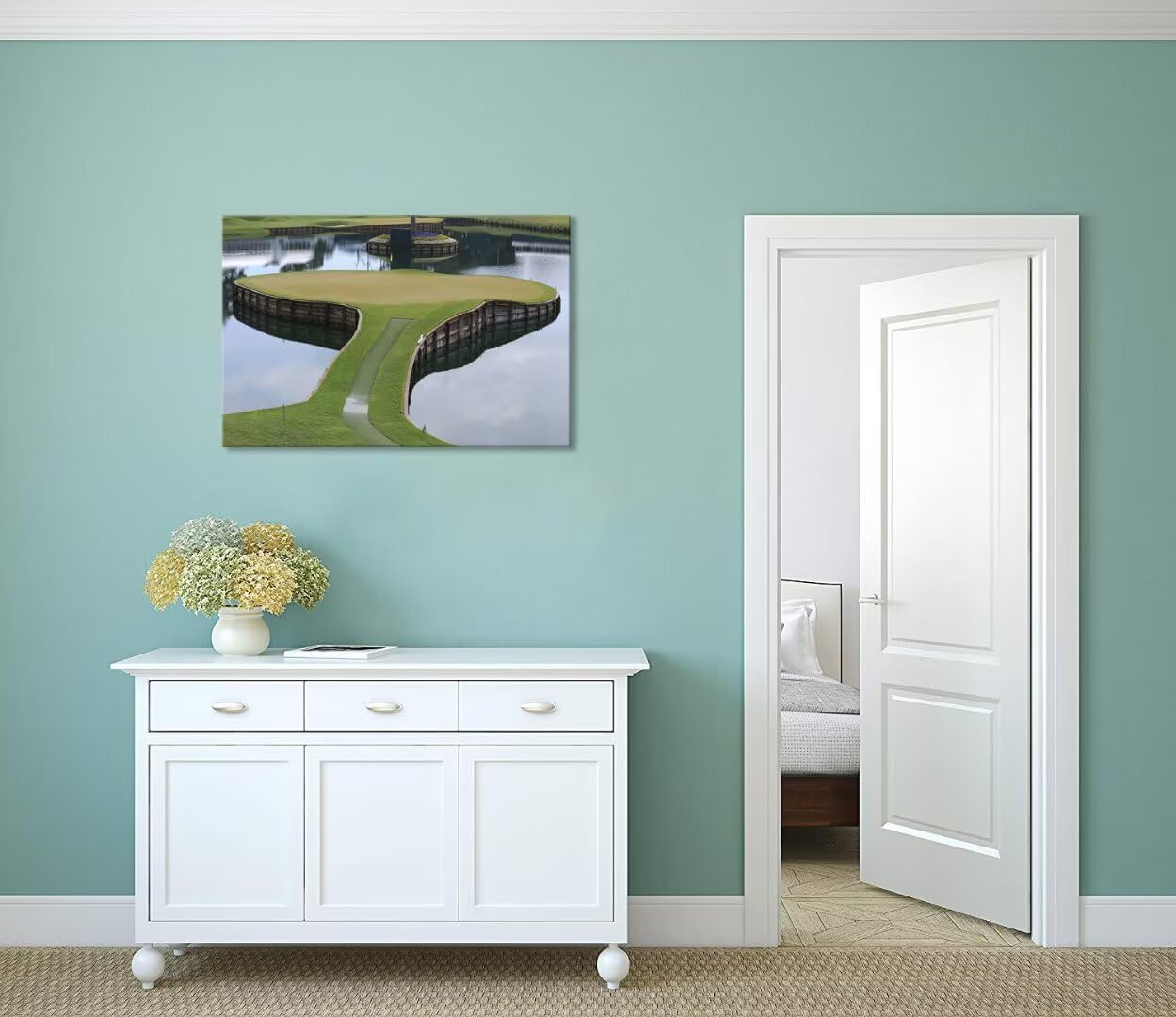 TPC Sawgrass Golf Course Wall Art for Living Room Bedroom Bathroom Home Decorations Golf Posters Canvas Prints Golf Pictures Framed Artwork Ready to Hang(12''H x 16''W)