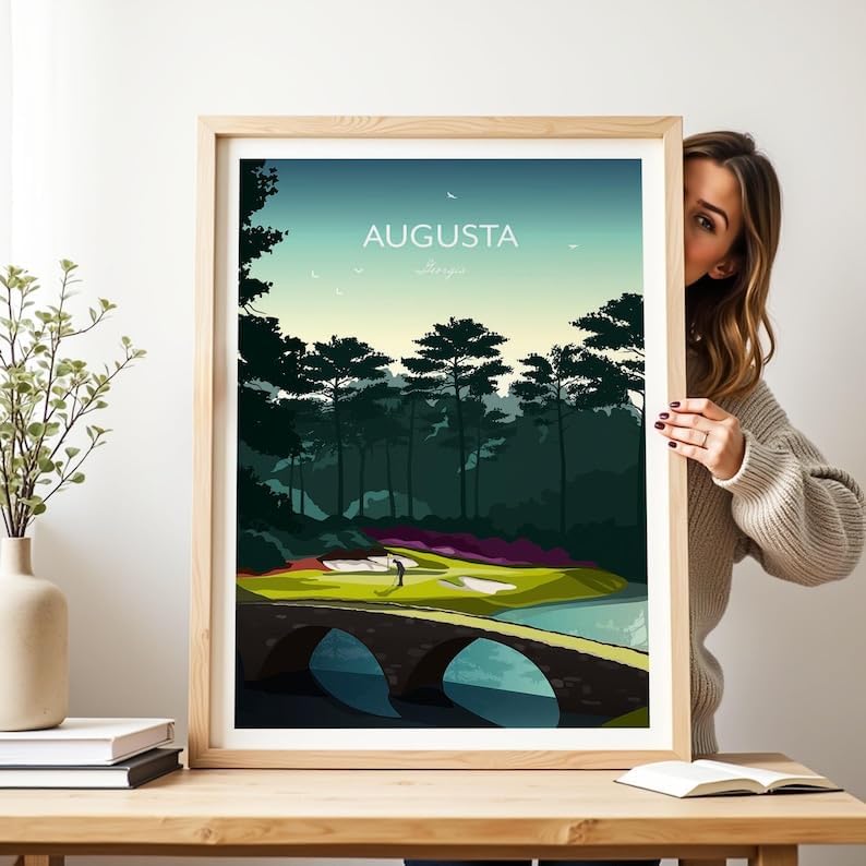 Golf Gift - Augusta Masters Golf Print - 12th Hole Amen Corner, Augusta National Golf Poster, Georgia Golf Course Art, Masters Tournament Print (Unframed) (9x11)
