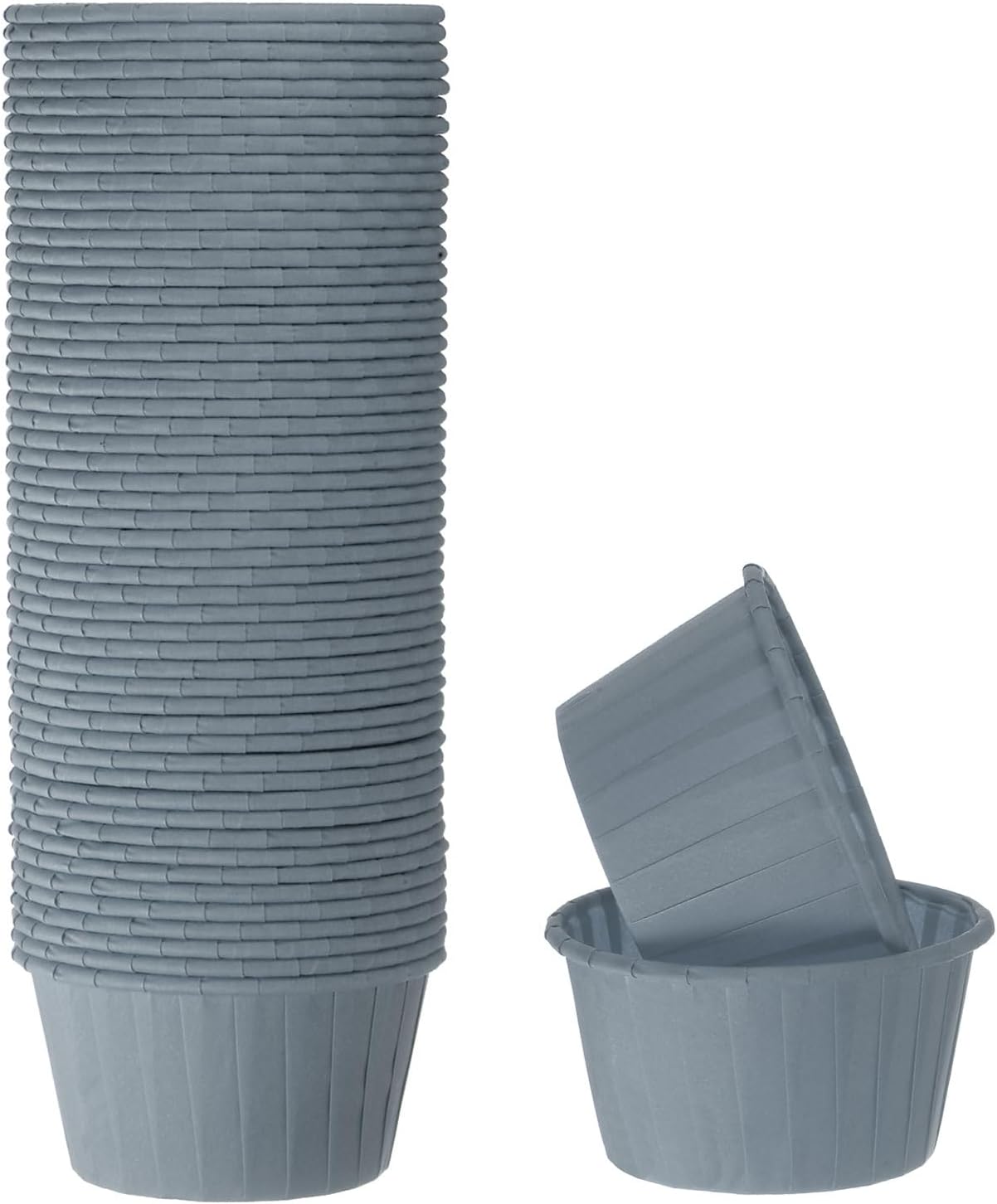 HARFINGTON 50Pcs Cupcake Baking Cups 3.5oz Standard Size Paper Cupcake Liners Greaseproof Wrappers Disposable for Wedding Birthdays Christmas Dessert, Grey Blue