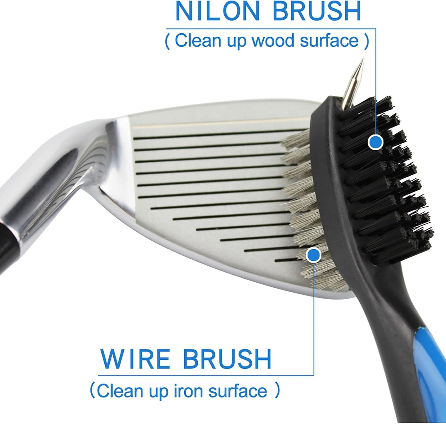 VIPMOON Golf Club Groove Sharpener Tool, Golf Brush and Groove Cleaner with Retractable Zip-line Aluminum Carabiner, Groove Sharpener Golf for Wedge & Irons, U & V-Grooves, Golf Accessories for Men
