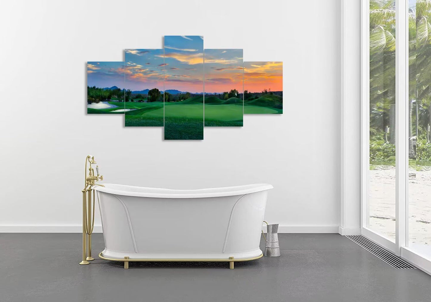 Arizona Scottsdale Golf Course Wall Art for Living Room Bedroom Bathroom - Sunset Arizona Scottsdale Landscape Pictures Posters Framed Artwork Canvas Prints Ready to Hang(60''W x 32''H)