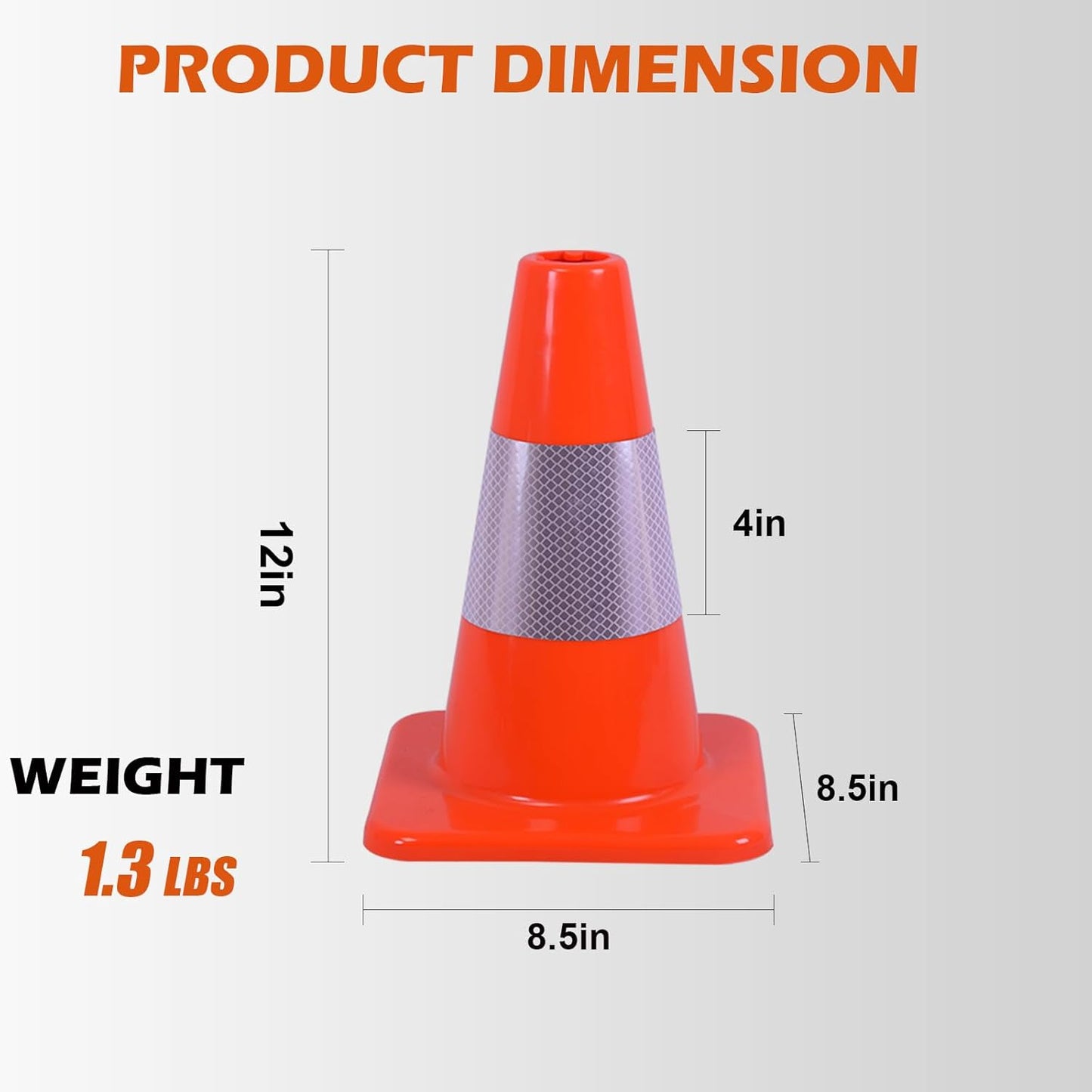 4 Pack 12" Orange Traffic Cones – Durable PVC Safety Cones with High Visibility for Parking, Construction, Sports & Training – Weather-Resistant (12 inch -4Pack)