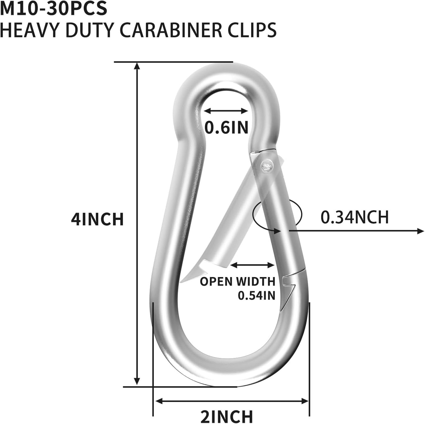 Carabiners Clip Spring Snap Hook,Heavy Duty Galvanized Steel Carabiner,Safety Quick Links Snap Hooks,Spring Clips for Swing Hammock Camping Keychain Outdoor