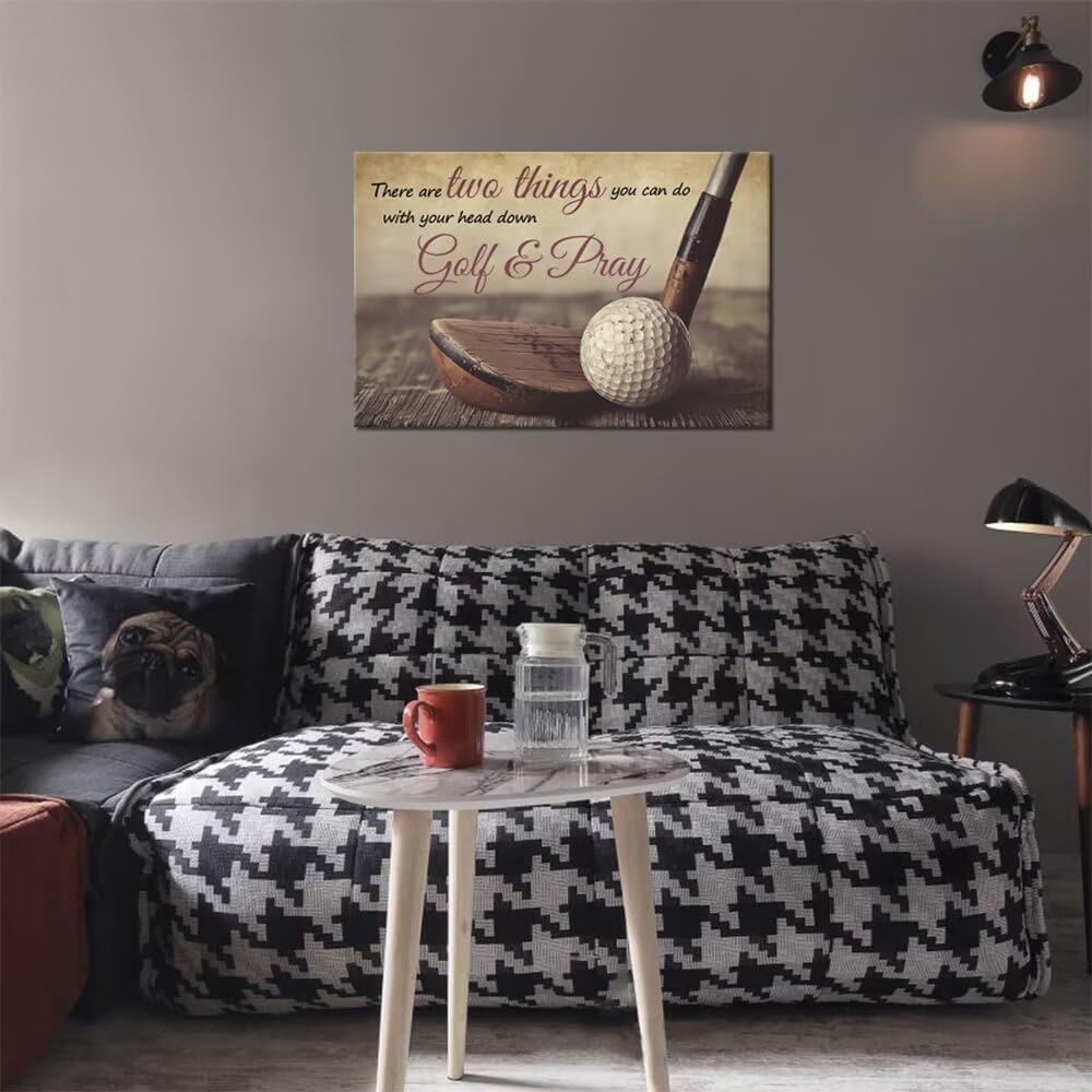 Golf Wall Art Golf Pictures Wall Decor Motivational Quotes Canvas Print Golf Sports Painting Artwork for Living Room Office Club Home Decorations Framed Ready to Hang (24 x 36 inch)