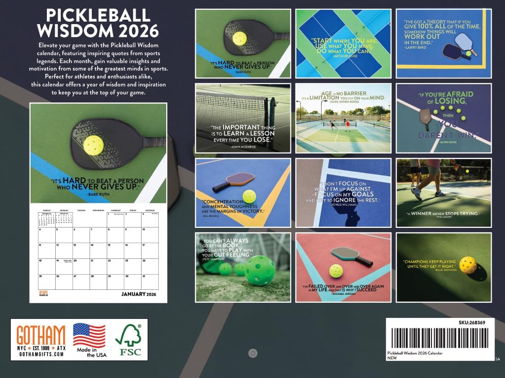 The Love Of Pickleball Calendar 2026 Monthly Wall Calender 12 Month | American Made In The USAll