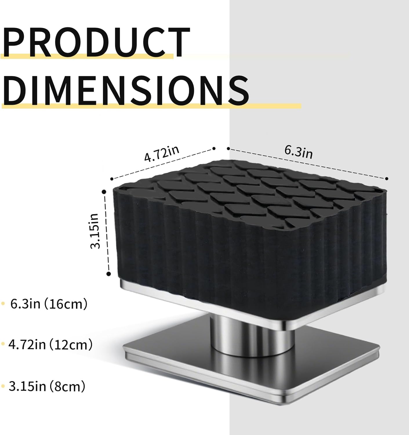 Solid Rubber Auto Lift Block Spacer Pad, Universal Rubber Lift Pads, 6-3/8" x 4-3/4" x 3-1/8" Heavy-Duty Lift Pads for Automobile Lifts, Jacks, Racks, 3000 lbs Capacity, 4Pack